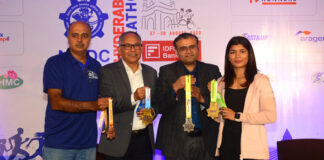 Hyderabad Runners Society unveils Finishers Medal of NMDC Hyderabad Marathon 2022