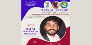 Dr.Pratik Mungekar has been appointed as Global Vice Chancellor for Wisdom University Dr.Pratik Mungekar, Global Vice Chancellor for Wisdom University, Prof.Dr.Pratik Rajan Mungekar