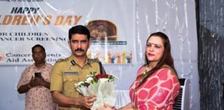 Mumbai joint commissioner of police, Vishwas Nangare Patil attended the Children’s day charity event organized by Nidarshana Gowani of Kamala Trust