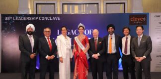 Miss Universe India 2024 Rhea Singha Honours Clove Dental Specialists at Prestigious Award Ceremony
