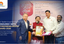 Solar Basket Engineering Private Limited Honoured With Entrepreneurship Award 2026, Marking a New Milestone in India’s Homegrown Solar Innovation Story